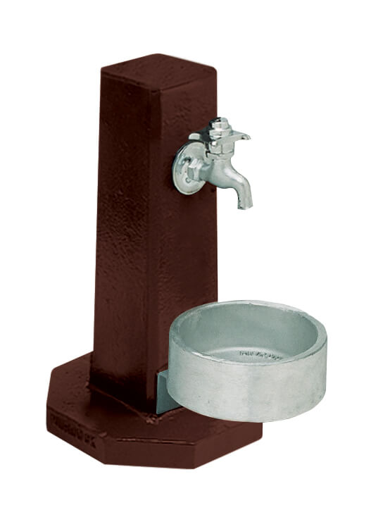 M-PFS Square Pedestal with Cast Aluminum Pet Bowl