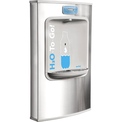 Murdock water bottle filling station, wall mount, with H2O-To-Go! logo and digital plastic bottles saved counter