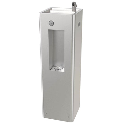 ECO-DF-BF Series Economy Outdoor Pedestal Drinking Fountain with Bottle Filler constructed from durable stainless steel