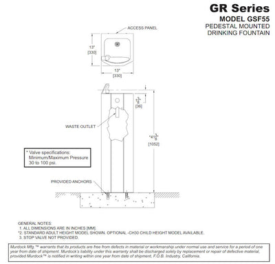 GSF55 Series Pedestal Mounted Square Drinking Fountain